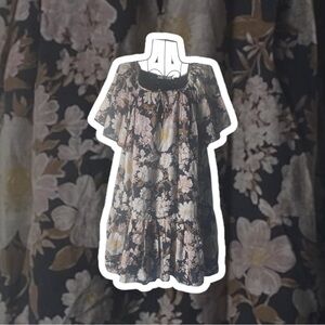 Abercrombie & Fitch Floral Midi Dress - Black and Cream